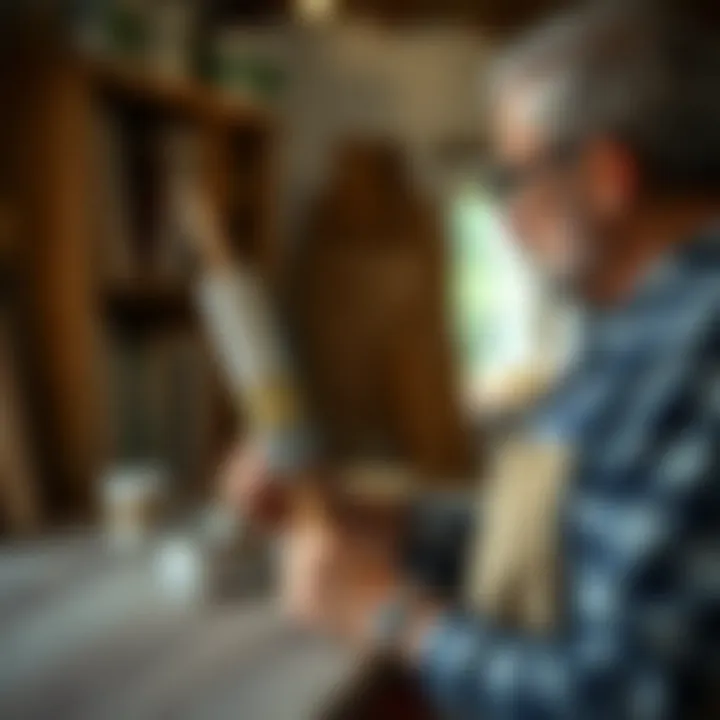 An artisan selecting the perfect paint for wood finishing