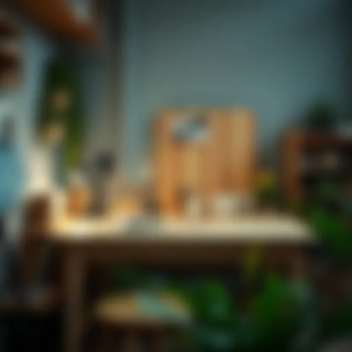 A workspace set up for painting wooden furniture