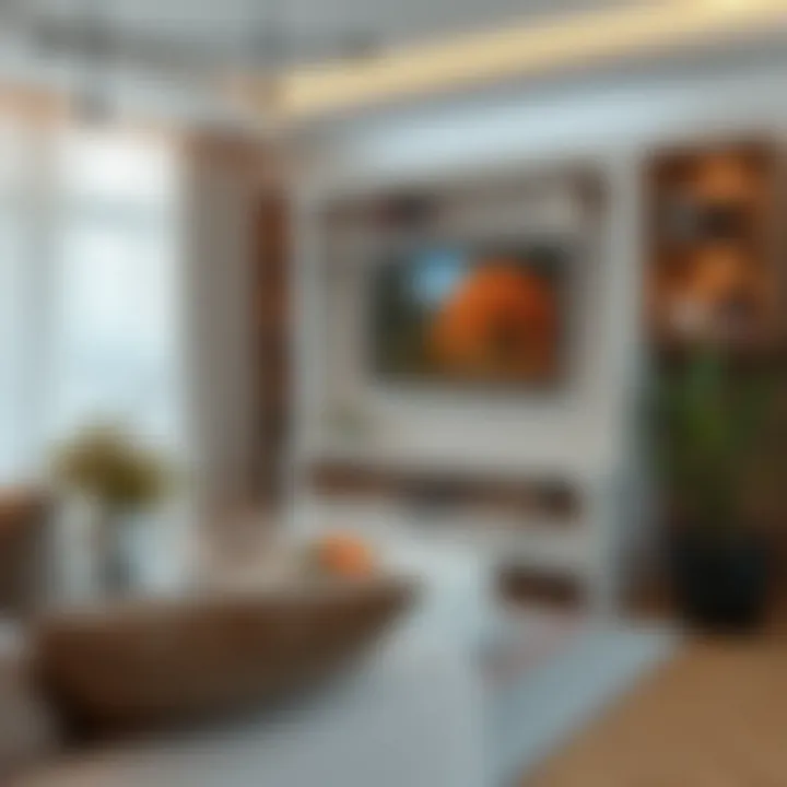 Cozy Living Room with Gypsum TV Unit Creative application idea for a gypsum TV unit in a cozy living room