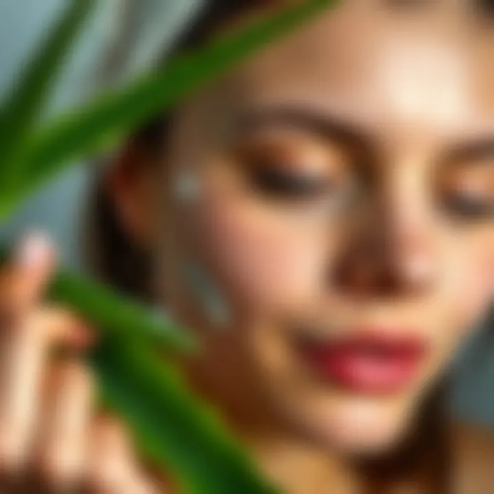 Aloe vera applied on a person's face demonstrating its use