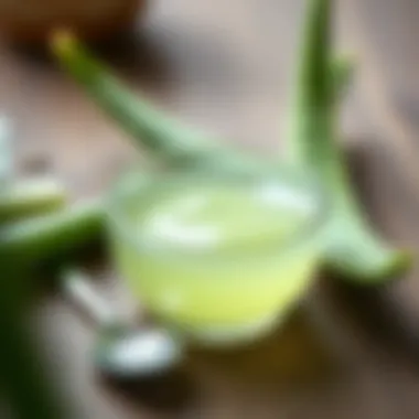 Aloe vera gel in a small bowl with a spoon beside it