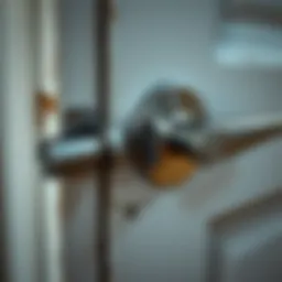 Close-up of a door handle mechanism