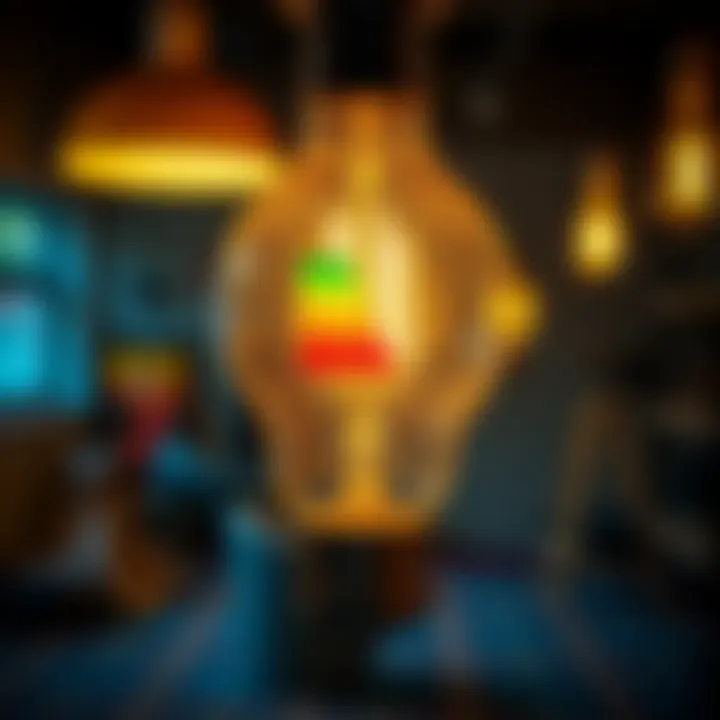 Energy Efficiency of Light Bulbs Diagram highlighting energy efficiency ratings of different light bulbs