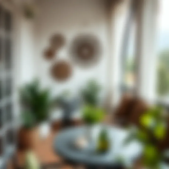 Cozy balcony space with decorative wall art