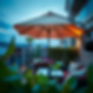 Elegant balcony umbrella enhancing outdoor space