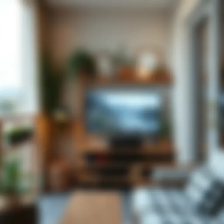 Chic balcony space with a well-placed TV unit and decor