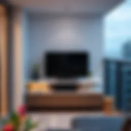 Elegant balcony TV unit showcasing modern design elements