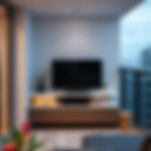 Elegant balcony TV unit showcasing modern design elements