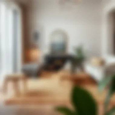 Elegant bamboo rug displayed in a stylish living room