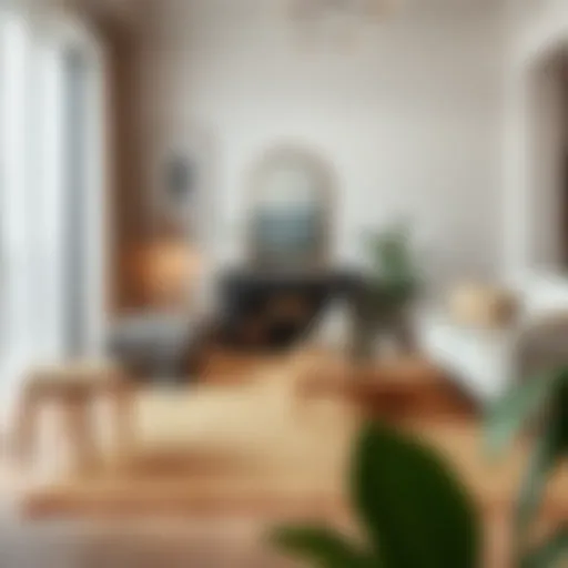 Elegant bamboo rug displayed in a stylish living room