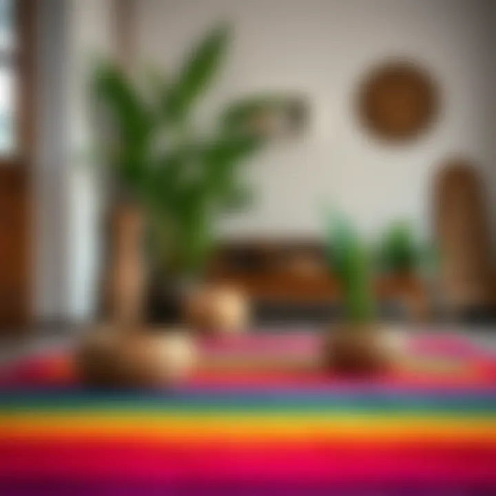 Well-maintained bamboo rug with vibrant colors