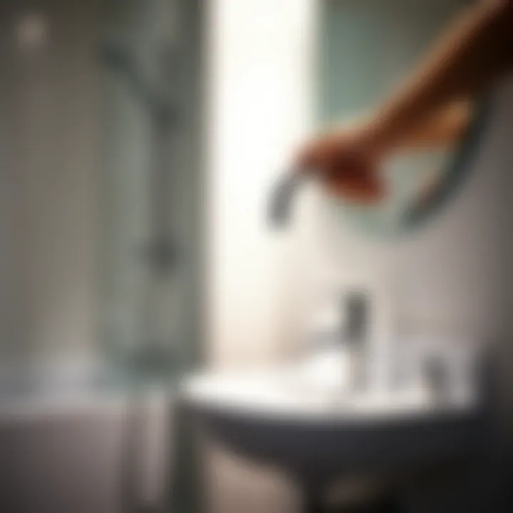 A new faucet being installed in a bathroom setting