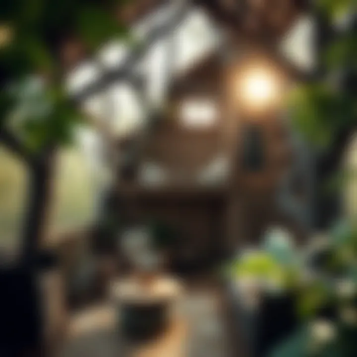 A cozy interior view of a treehouse with natural light streaming in