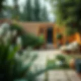 A beautiful garden with natural elements and minimalist decor