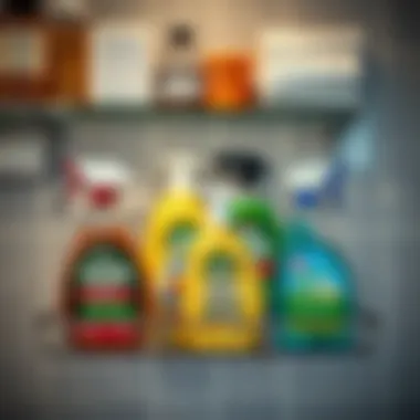 Effective bathroom cleaning products on a shelf