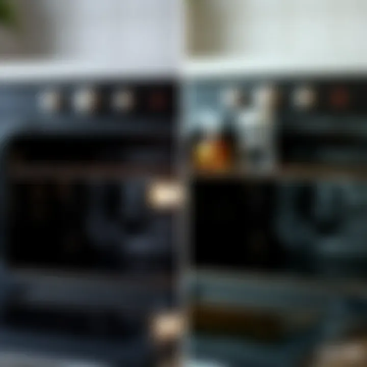 Before and after oven cleaning comparison