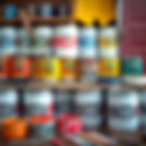 A vibrant selection of furniture paints arranged artistically