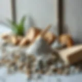 Composition of concrete materials showcasing aggregate, cement, and water