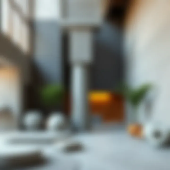 Various types of concrete displayed in an architectural setting