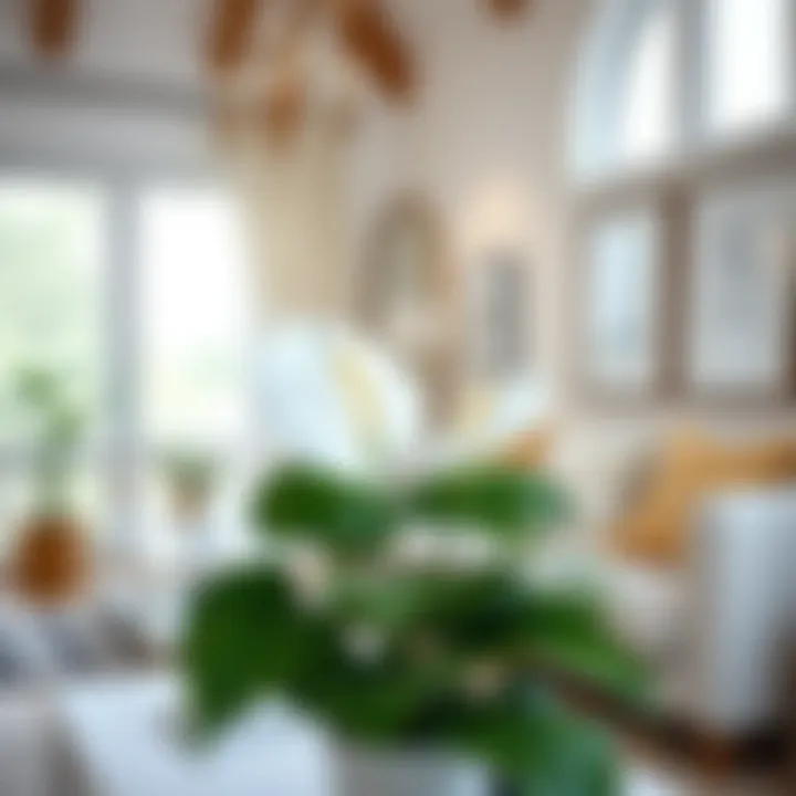 Stunning white anthurium in a bright living room