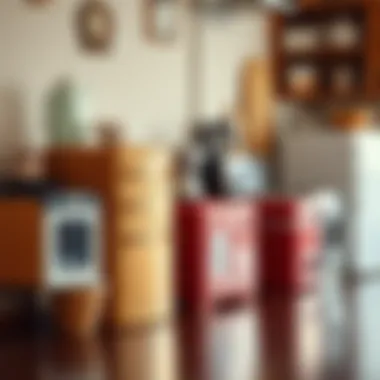 A historical timeline showcasing the evolution of home appliances through the decades