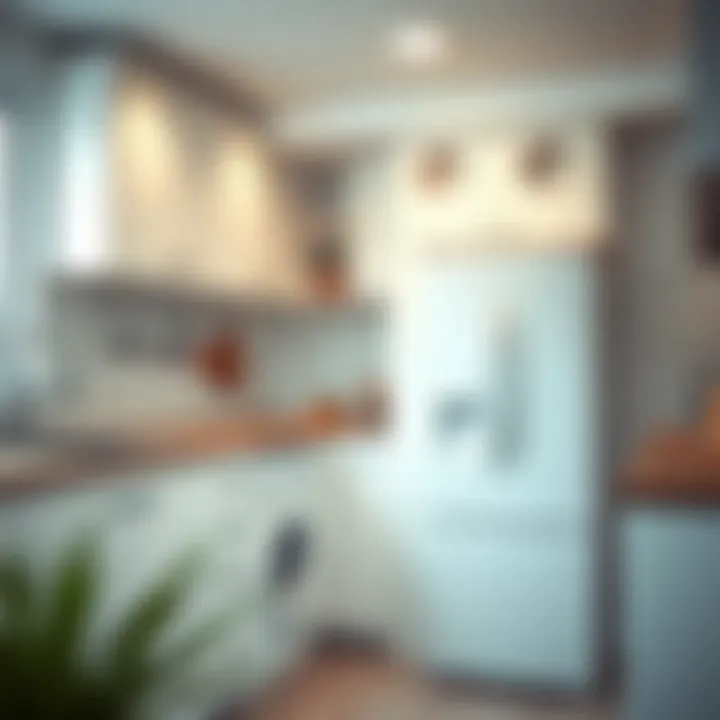 A modern kitchen featuring an array of white goods including a refrigerator and dishwasher