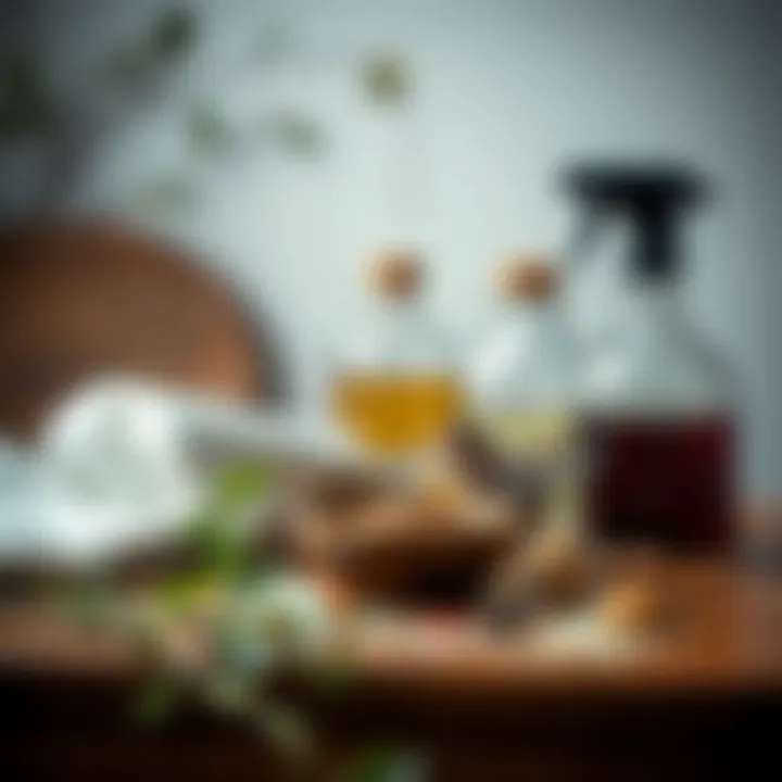 Natural cleaning ingredients on a table