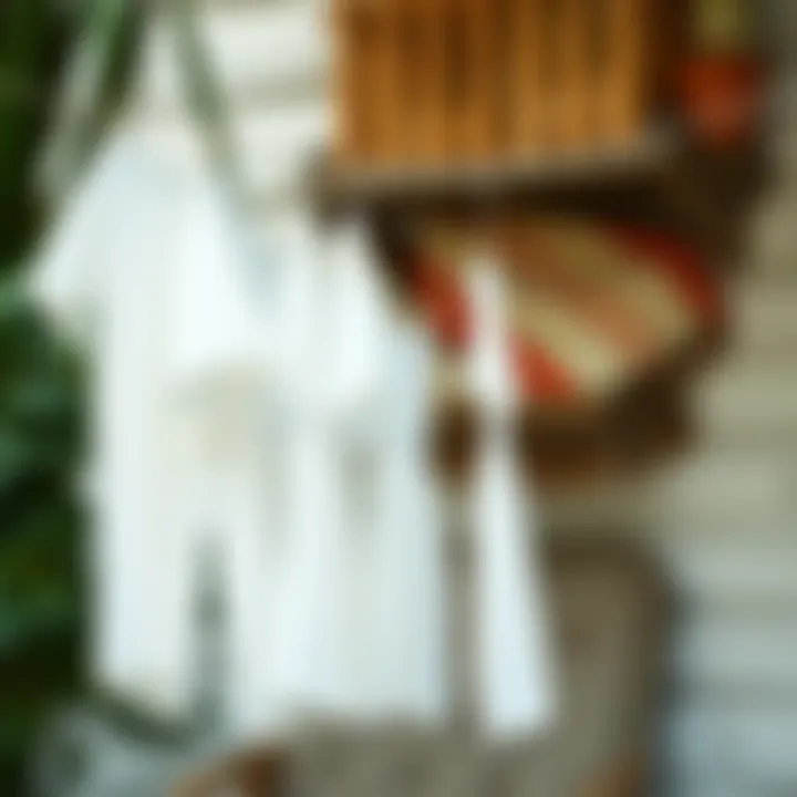 Clean white clothes hanging on a line