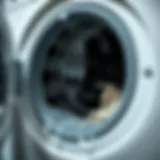 Interior view of a washing machine drum being cleaned
