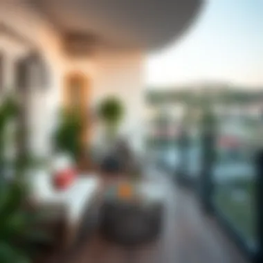 Stylish furniture arrangement in a glass balcony