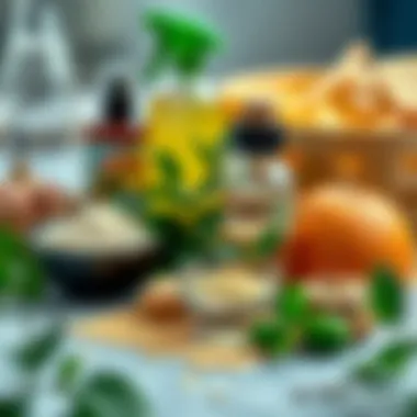 Different natural ingredients used for window cleaning solutions.