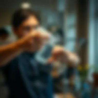 A person demonstrating the technique of cleaning glass surfaces efficiently.