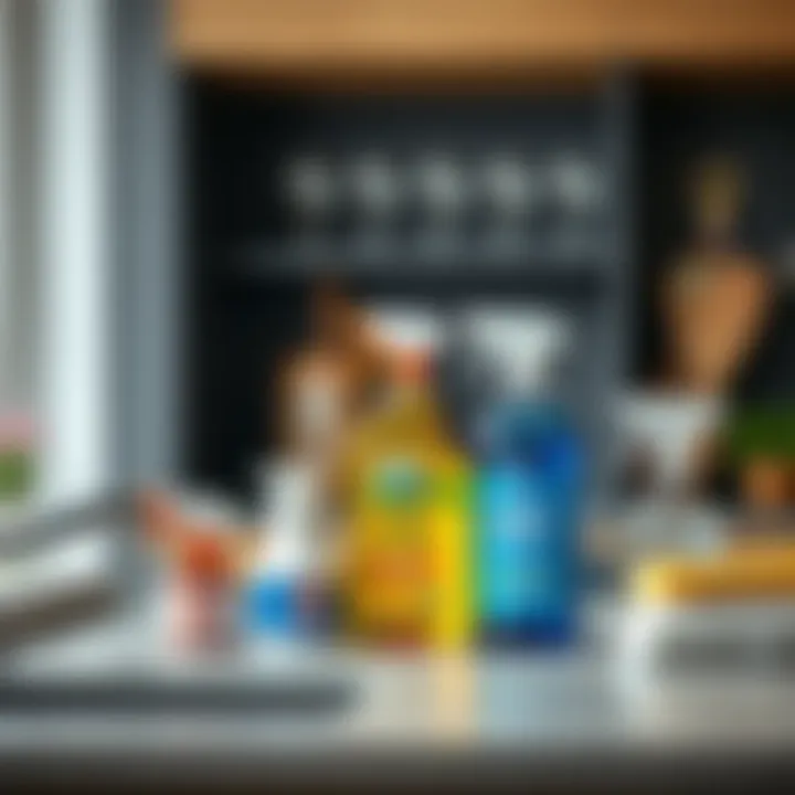 Eco-friendly cleaning supplies arranged neatly on a countertop