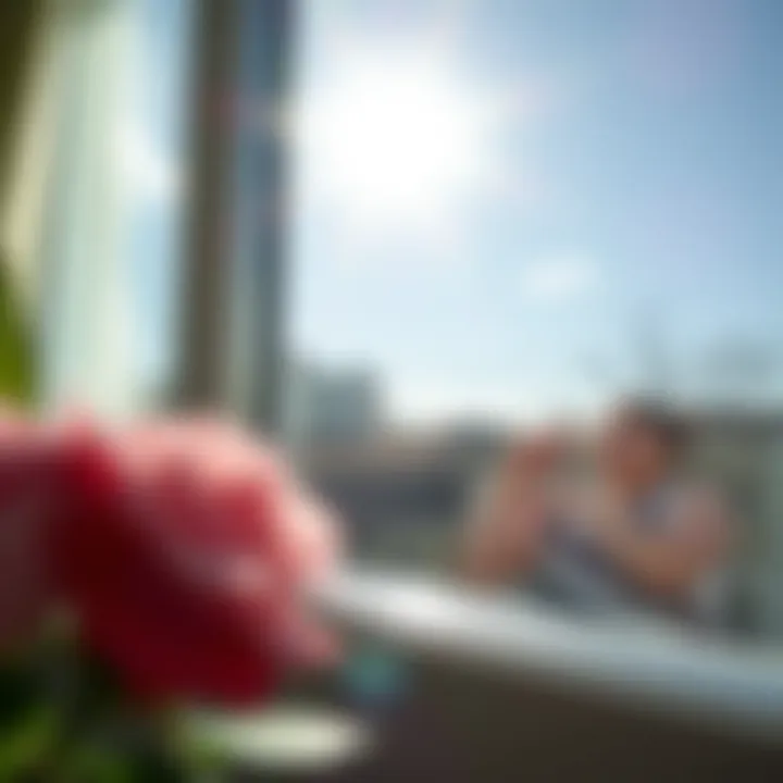 A sparkling clean window with sunlight reflecting off it