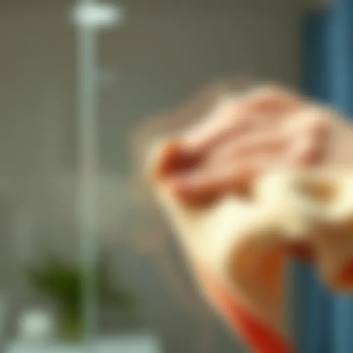 A close-up of a cloth wiping a glass surface, showing streak-free results