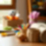 Colorful crafting materials for children