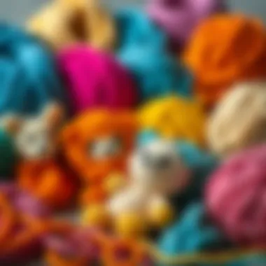 A collection of colorful yarns arranged artistically ready for amigurumi projects.
