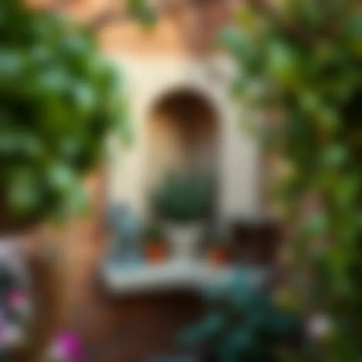 Creative corner niche in a garden setting