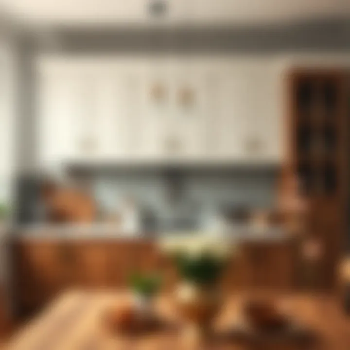 Elegant wooden cabinets in a country-style kitchen