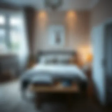 Cozy bedroom atmosphere with perfectly arranged double bed