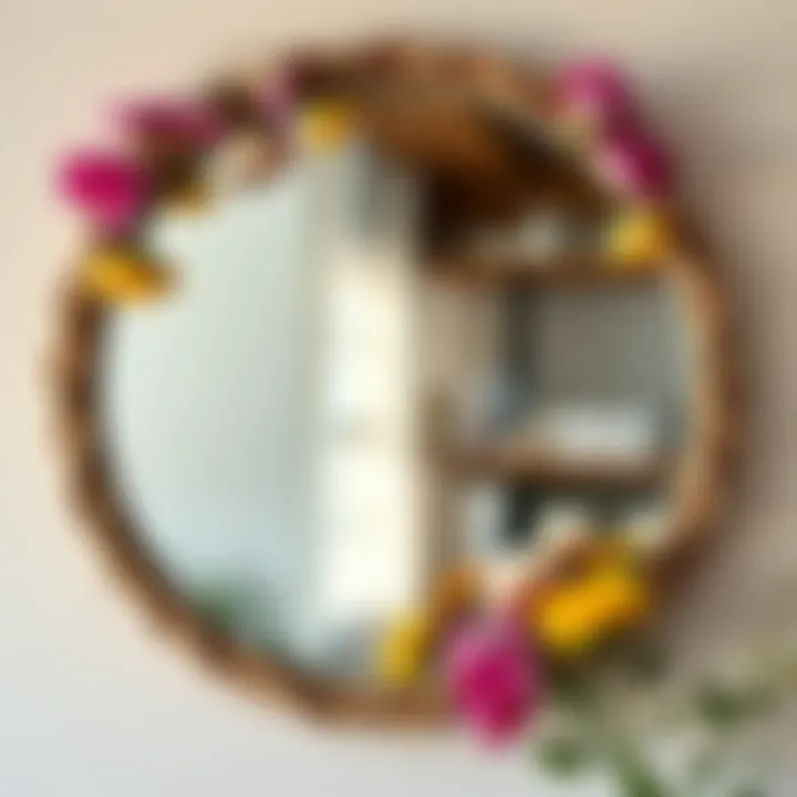 Natural Twine and Floral Accents for Mirrors Creative mirror border using natural twine and flowers