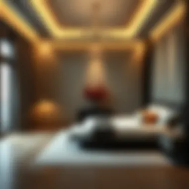 Luxurious ambiance in a long bedroom designed with thoughtful layout