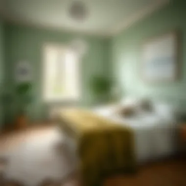 Cozy bedroom adorned with soft green tones