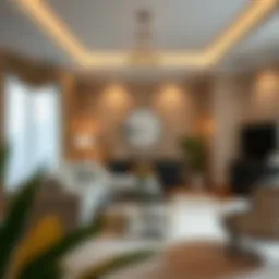 Elegant living room with warm beige walls