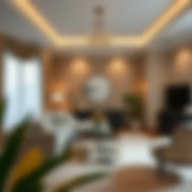 Elegant living room with warm beige walls