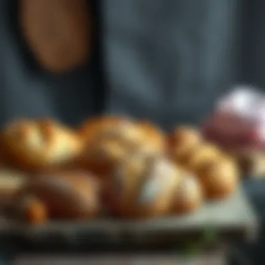 Different types of bread on a wooden table