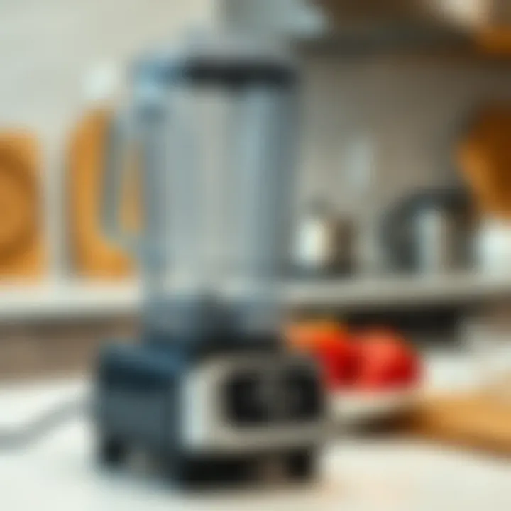 A close-up of a high-tech blender on a countertop