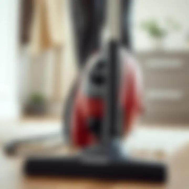 An electric vacuum cleaner in action on a floor