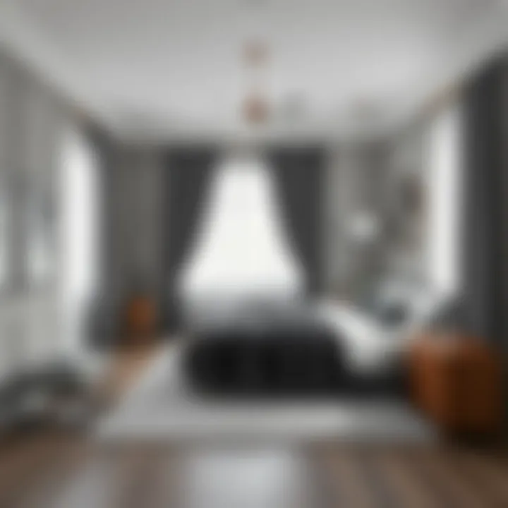 Elegant bedroom featuring gray color palette