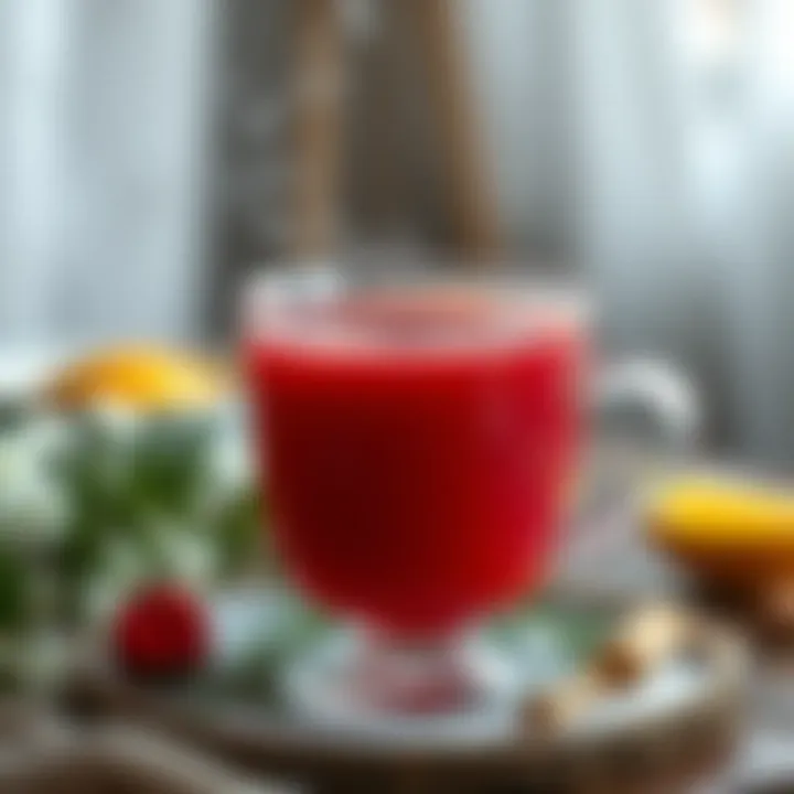 A steaming cup of punch elegantly presented